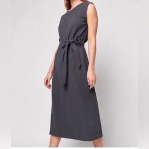 Faherty Dream Organic Cotton Gauze Costa Belted Dress Summer Gray XS, Classic!